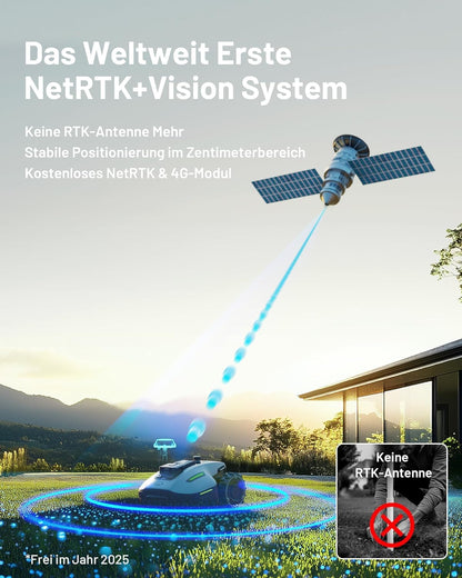MAMMOTION YUKA Mini 700 Mähroboter ohne Begrenzungskabel, NetRTK+Vision, Keine RTK-Antenne erforderlich, Auto-Kartierung, Empf. 700m² (YUKA mini 700&Trennscheibe)