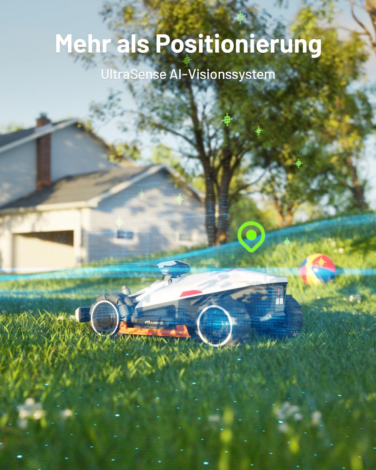 MAMMOTION LUBA 2 AWD 5000X Mähroboter ohne Begrenzungskabel, NetRTK+Vision, Keine RTK-Antenne erforderlich, Auto-Kartierung, Empf. 5000m², Max. 6000m², mit 4G-Modul, 80% Steigung