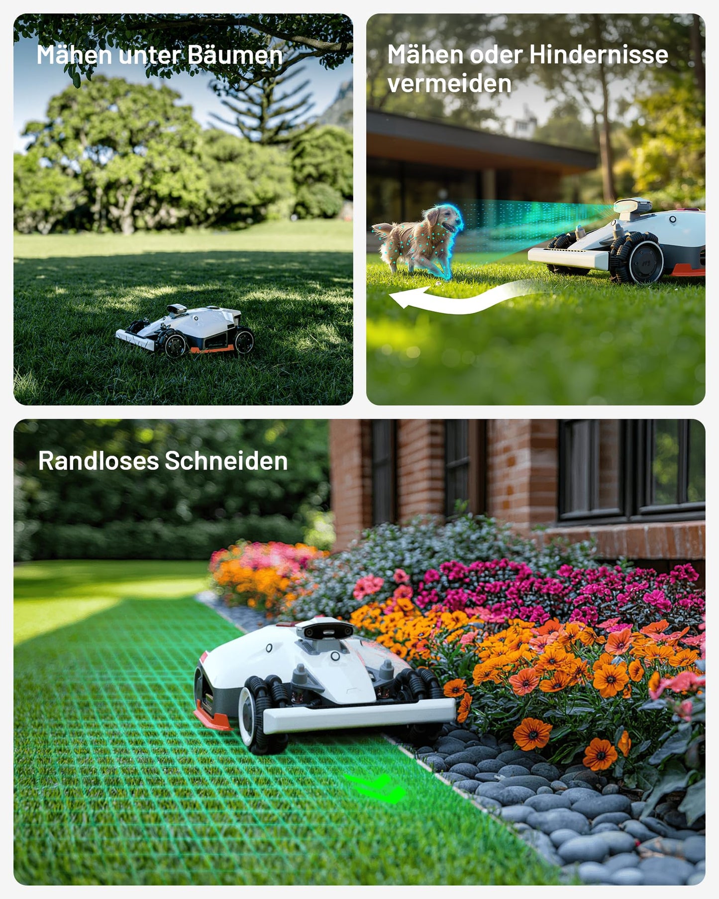 MAMMOTION LUBA 2 AWD 5000X Mähroboter ohne Begrenzungskabel, NetRTK+Vision, Keine RTK-Antenne erforderlich, Auto-Kartierung, Empf. 5000m², Max. 6000m², mit 4G-Modul, 80% Steigung