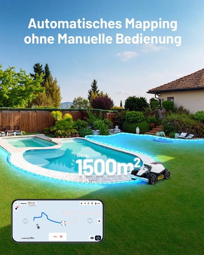 MAMMOTION LUBA mini AWD 800 Mähroboter ohne Begrenzungskabel, NetRTK+Vision, Keine RTK-Antenne erforderlich, Auto-Kartierung, Empf. 800m², Max. 1000m², mit 4G-Modul, 80% Steigung
